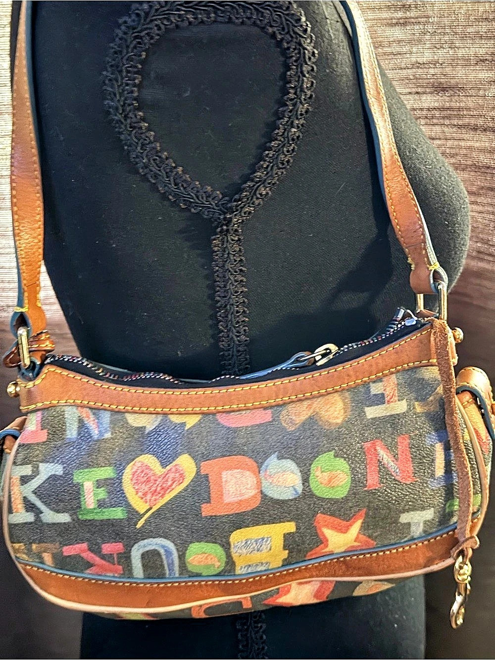 Dooney & Bourke Multicolor Shoulder Bag in Brown & Black